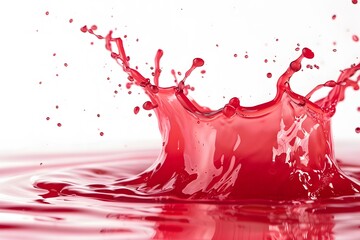 Red Water Splashing on White Background
