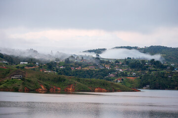 lake in the foggy mountains of Calima, Colombia