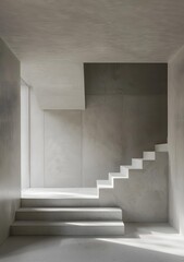 Fototapeta premium Modern Concrete Staircase in Minimalist Interior Design