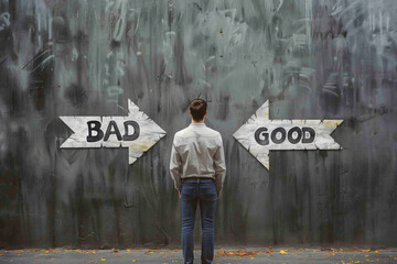 good or bad choice concept, business ethics
