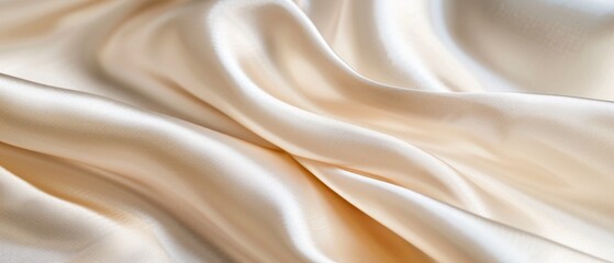Fototapeta premium Close-up of a luxurious silk fabric, capturing the smooth texture, shimmering finish, and fine grain of the material