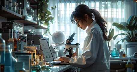 Woman Researcher in Lab Conducting Science Experiment