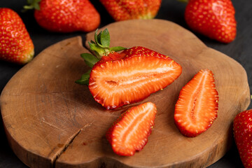 clean washed ripe red strawberries during cooking