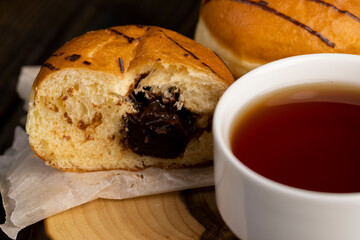 sweet dessert for tea with soft chocolate filling