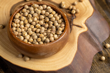 round fried chickpeas porridge during cooking