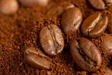 natural ground and roasted coffee for making a drink