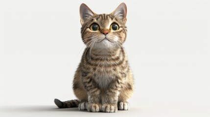 Fototapeta premium 3D animated cat isolated on white background