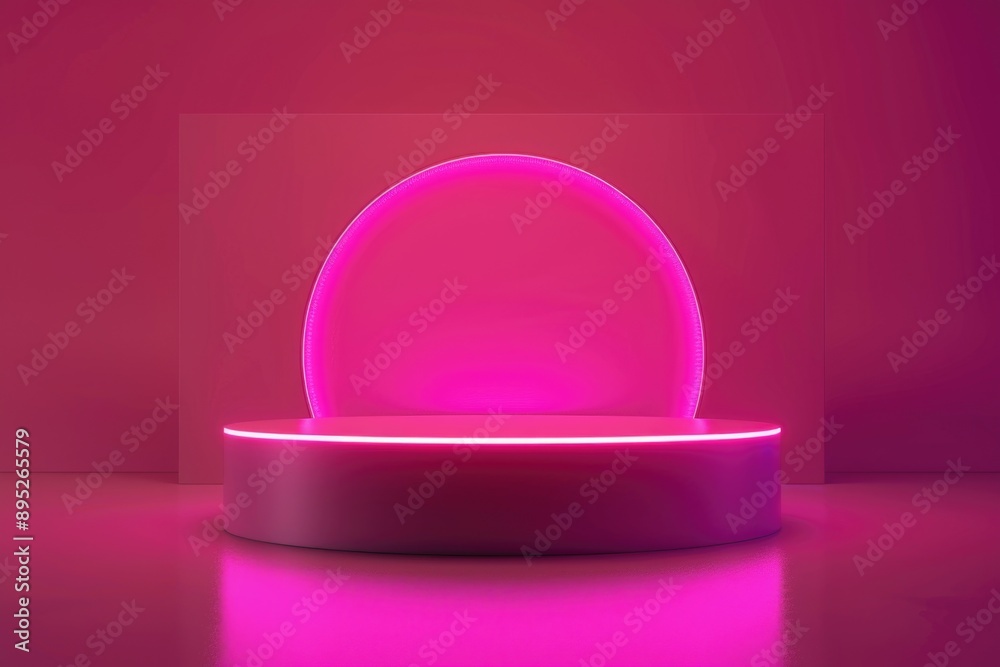 Poster a decorative pink light sits atop a table, adding a touch of warmth and elegance to the space
