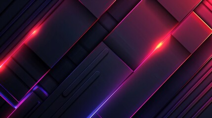 Neon illuminated abstract background with interlocking geometric shapes, evoking depth and movement