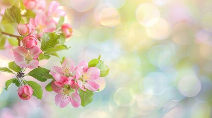 Apple flower branch with blurry bokeh background Kong Bai Qu