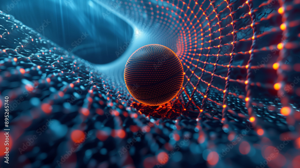Aufkleber a sphere's journey through a web of light in the digital realm