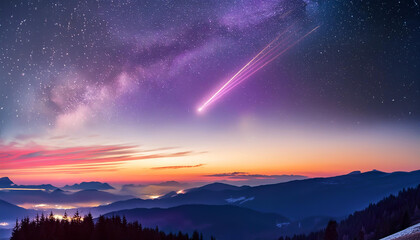 Naklejka premium 流星群が輝く夜空