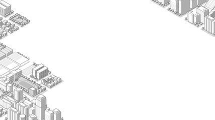 俯瞰から見た立体の街並みベクターイラスト