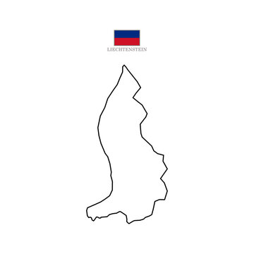 liechtenstein contour vector map with flag in color. Background map eps 10 Vector illustration Europe