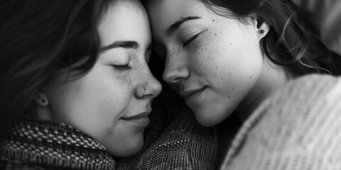 Two women resting side by side, possibly friends or partners