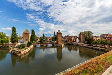 Scenic Canal and Historic Tower in Strasbourg