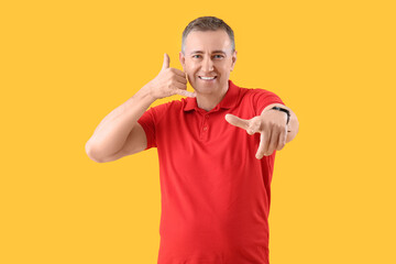 Mature man showing 