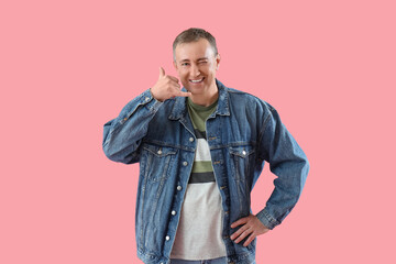 Mature man showing 