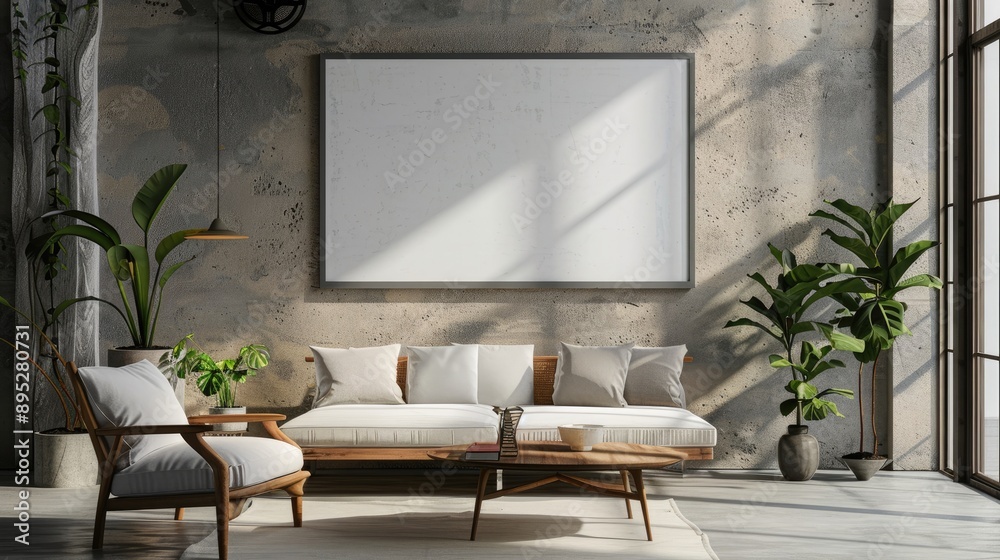 Canvas Prints Realistic poster or canvas mockup in loft interior photo