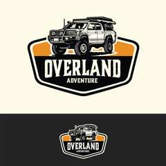 Overland adventure double cabin offroad truck logo emblem vector Isolated. Best for outdoor automotive related industry © bonky