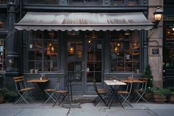 Naklejka premium Exterior of a cafe in a city