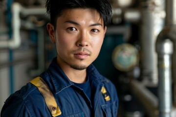 Naklejka premium Portrait of a young male plumber