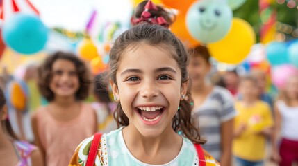 Youth celebrating an anniversary at a lively fair, joyous and vibrant