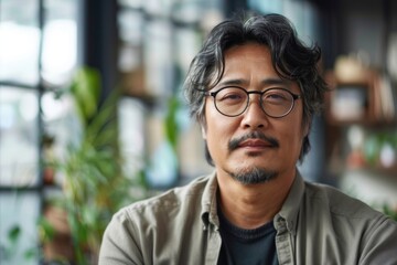 Fototapeta premium Portrait of a middle aged male worker in startup company office