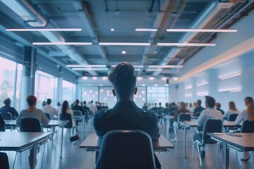 Fototapeta premium Corporate training session with an expert addressing