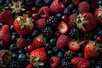 Mixed berries fruit wallpaper background