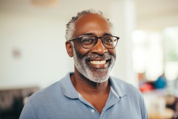 Obraz premium Portrait of a smiling elderly senior African American man in nursing home