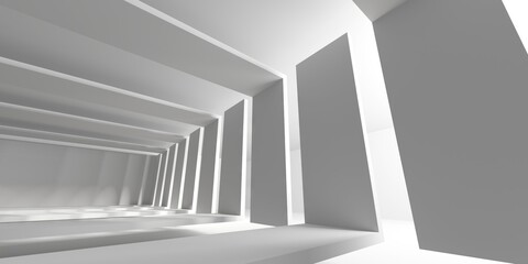 Abstract light corridor interior. Futuristic architecture background