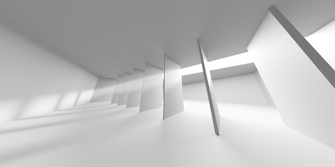 Abstract white room with light. Simple design. Architecture interior