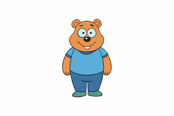 Funny Bear Vector Illustration with White Background Cartoons, Clipart And Line Art Design, Funny Bear vector illustration with white background, perfect for cartoons, clipart, and line art.