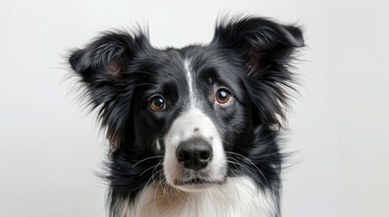 Fototapeta premium Four year old border collie against white backdrop
