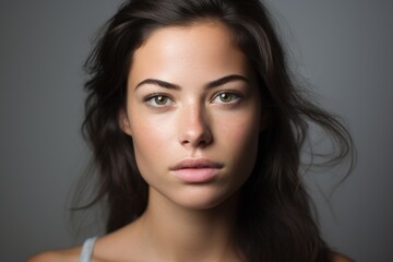 Fototapeta premium Studio beauty portrait of a young woman with no makeup