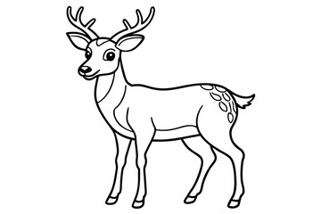 Funny Deer Vector Illustration with White Background Cartoons, Clipart, Line Art Design, Funny deer vector illustration with white background perfect for cartoons, clipart, and line art designs