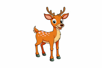 Fototapeta premium Funny Deer Vector Illustration with White Background Cartoons, Clipart, Line Art Design, Funny deer vector illustration with white background perfect for cartoons, clipart, and line art designs