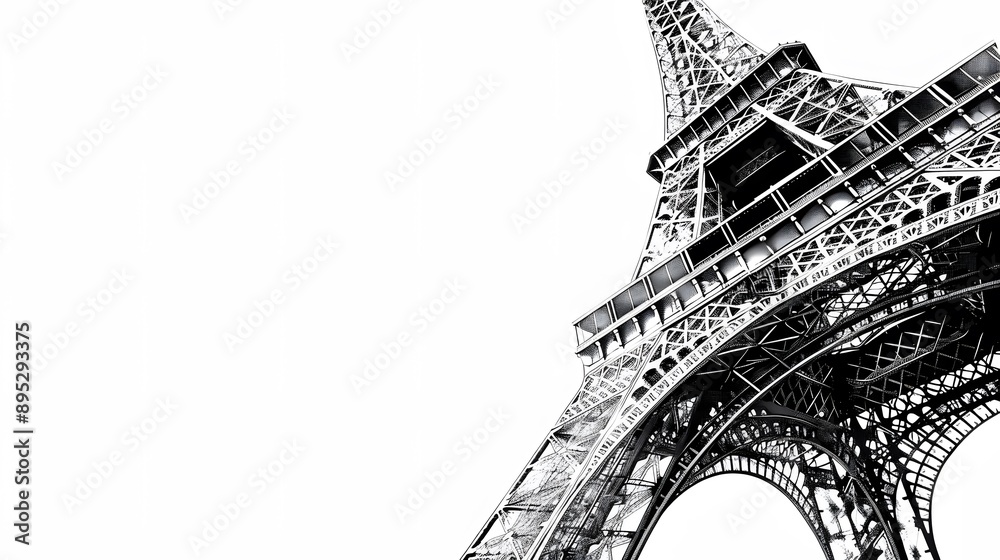 Wall mural A sketch of the Eiffel Tower with a grungeinspired background