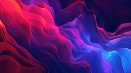 Obraz premium Vibrant abstract background with smooth neon lines in shades of red, blue, purple, and magenta, creating a mesmerizing, flowing pattern reminiscent of silk or satin fabric