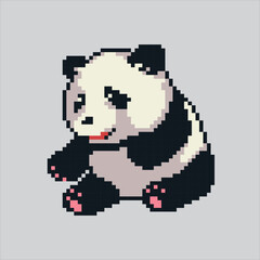 Fototapeta premium Pixel art illustration Panda. Pixelated Panda. Cute China Panda animal icon pixelated for the pixel art game and icon for website and video game. old school retro.