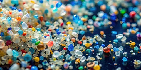 Close up of microscopic airborne microplastics particles in the air, pollution, environmental, plastic, particles
