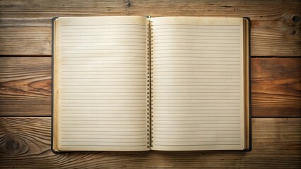 Vintage blank open notebook with lined pages for writing , vintage, blank, open, notebook, lined, pages, writing, retro, old