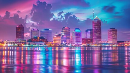 Aerial View of Crescent City Connection Bridge and New Orleans Warehouse District