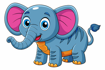 Naklejka premium Funny Elephant Vector Illustration with White Background Cartoons, Clipart, Line Art Design, Funny elephant vector illustration with white background in cartoon, clipart, and line art styles.