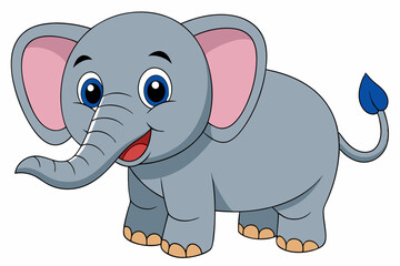 Obraz premium Funny Elephant Vector Illustration with White Background Cartoons, Clipart, Line Art Design, Funny elephant vector illustration with white background in cartoon, clipart, and line art styles.
