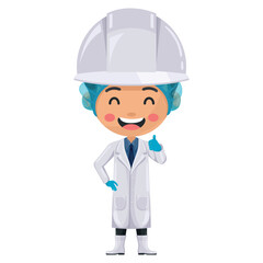 Quality control supervisor with thumbs up. Positive attitude to foster a good organizational climate and job performance. Food industry engineer. Chief food safety. Safety in food production