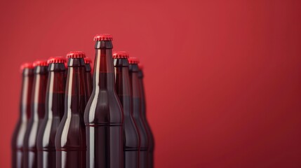 Heart-shaped arrangement of beer bottles, celebrating International Beer Day, symbolizes a passion for beer, perfect for adding personalized text, rich colors and textures.