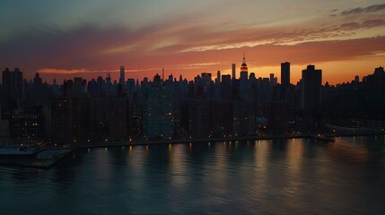 Fototapeta premium New York City skyline skyscraper of Manhattan real estate with Central Park aerial view photo in the United States