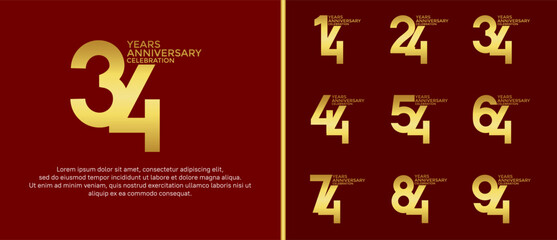 anniversary logo style set with gold color can be use for celebration moment